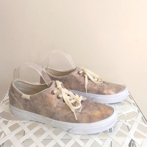 Women Vans 9.5 Metallic Silver and Gold Shimmer Shoes